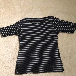Fitted Black abd White Striped top.